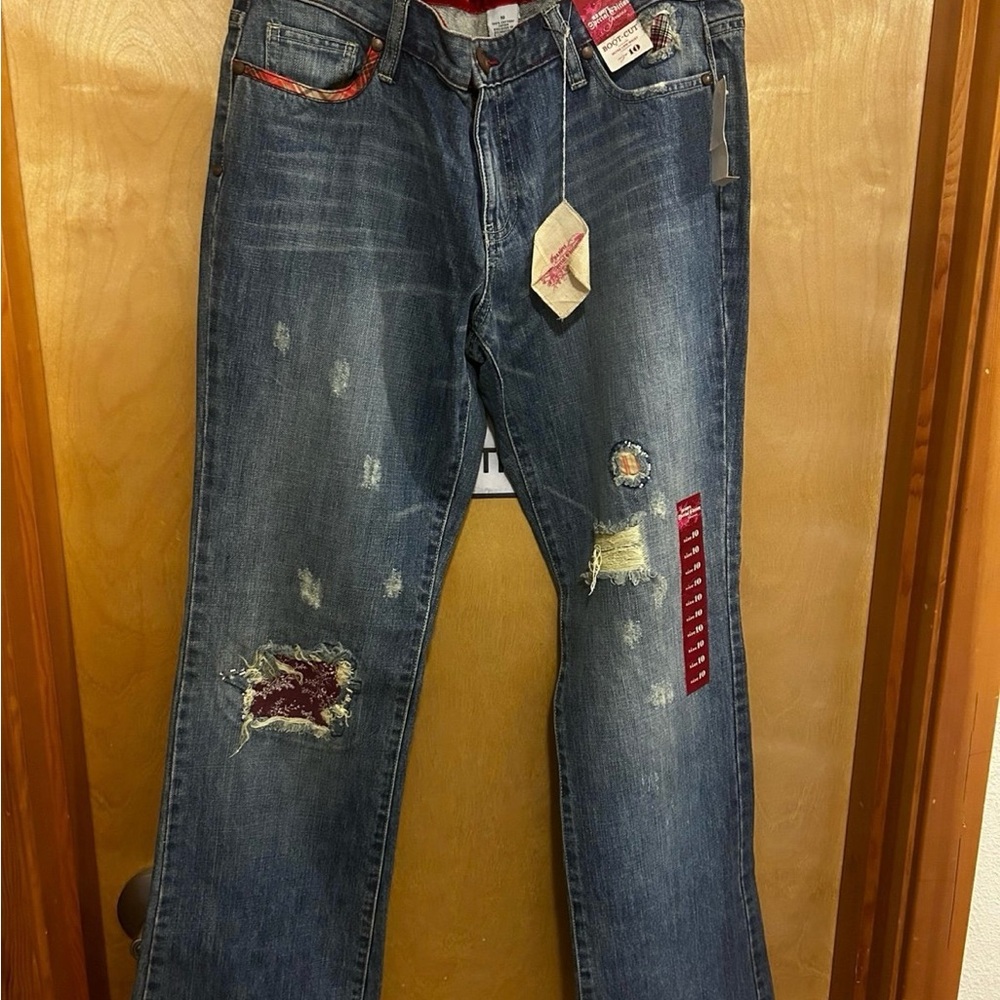 Old Navy Women's Distressed Blue Boot Cut Jeans